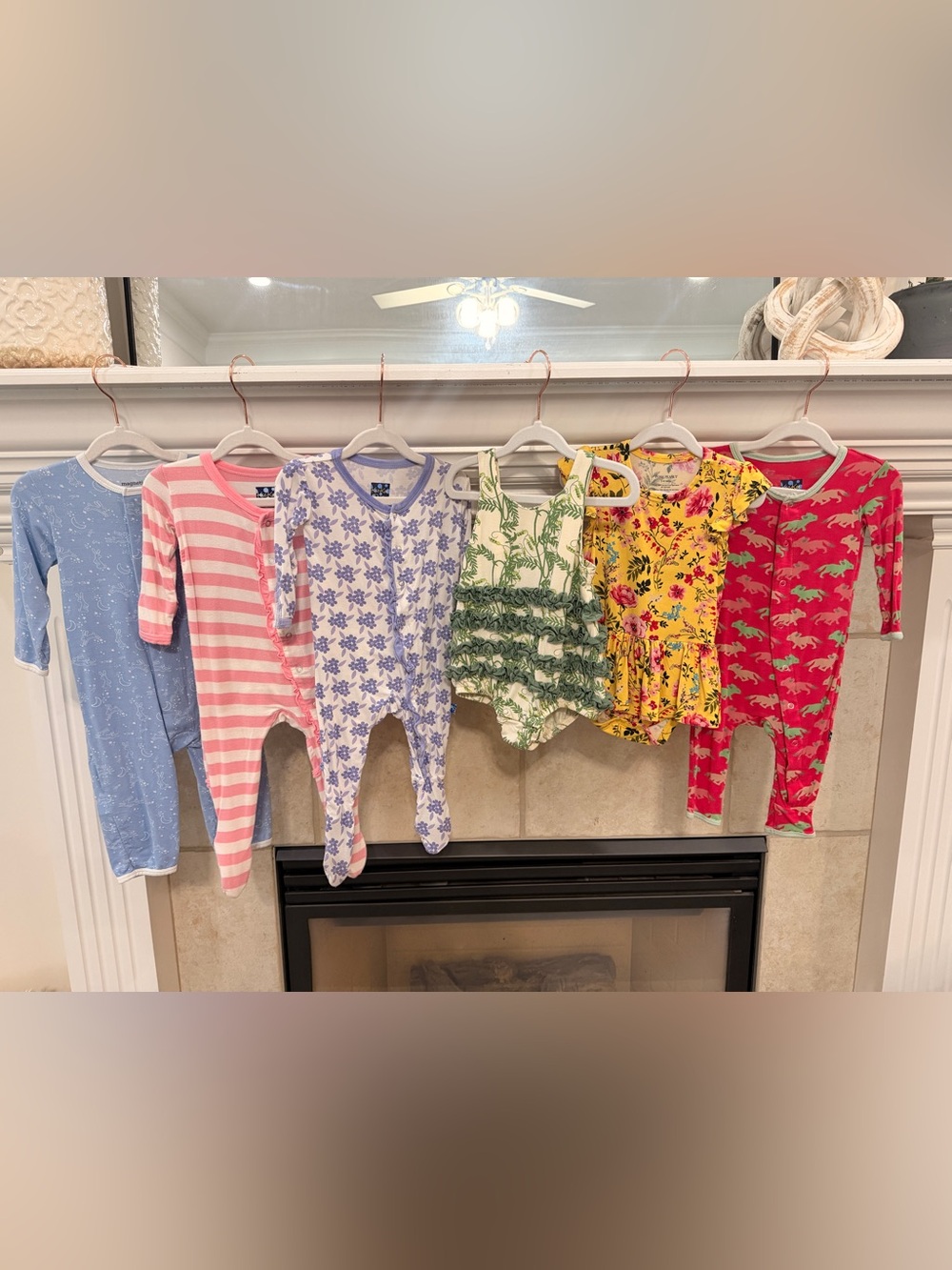Infant girl 3-6 Month Girls Assorted Multi-Color Footed One-Pieces, bundle
